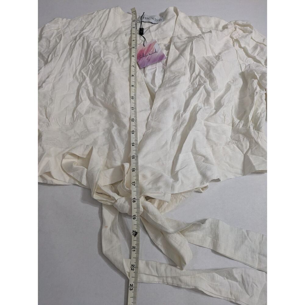 Chicwish Top Women's Small White Ivory Crop Top Tie Strap Blazer Wrapped NWT‎ - Picture 4 of 9